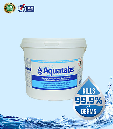 aquatabs granule jar of 5kg used in swimming pools and other largest water bodies