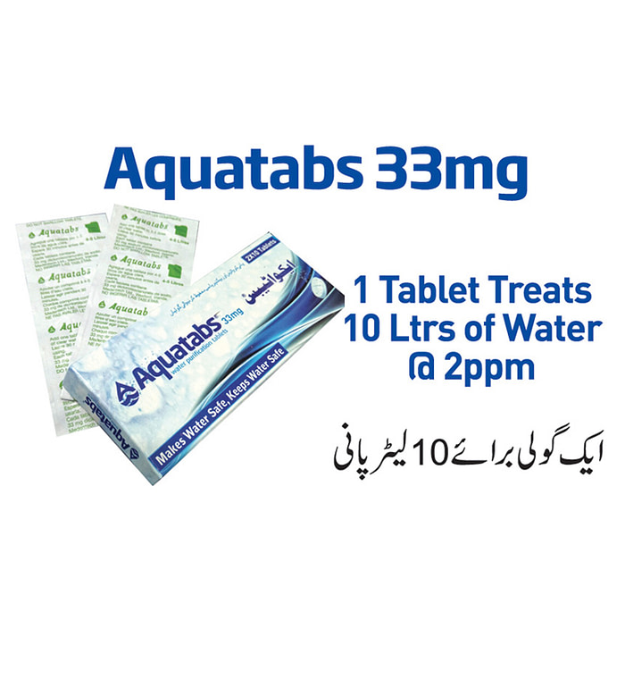 aquatabs 33mg for the purification of jugs, glass and coolers and cleans 10 liter of water