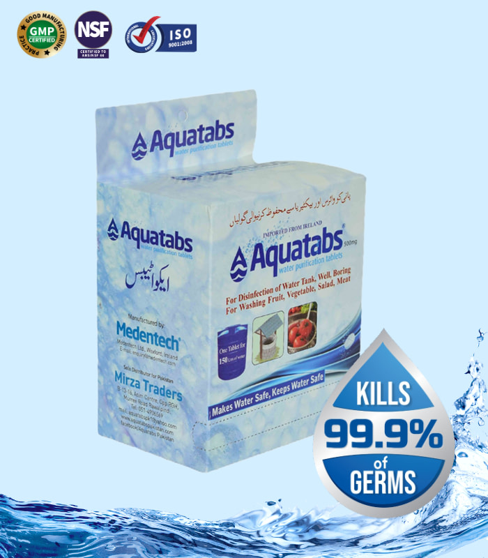aquatabs 67mg for the purification of coolers, dispensers and other water storing bodies at home